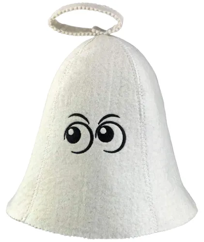 Saunahut aus Wollfilz (Augen 17-023) Saunamütze mit witzigen Motiven, Filz Kopfschutz Saunakappe Filzkappe Mütze Filzhut Kappe Sauna Hut
