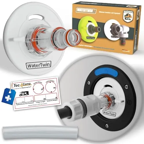 Tec4Camp® WATERTWIN-PRO Tankdeckel mit Wasseranschluss | Adapter mit Filter für Wassertankdeckel 3-Pin D:78 | Wassereinfüllstutzen Befüll Anschluss | Wohnmobil Wohnwagen Zubehör