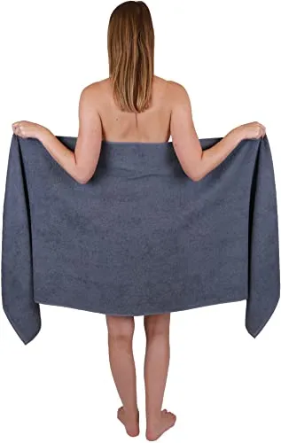 Betz 1 Stück Saunatuch 100% Baumwolle dunkelgrau 70x200 cm Berlin XXL Saunatücher Sauna Handtuch Weich Groß Frottee Badetuch Farbe dunkelgrau