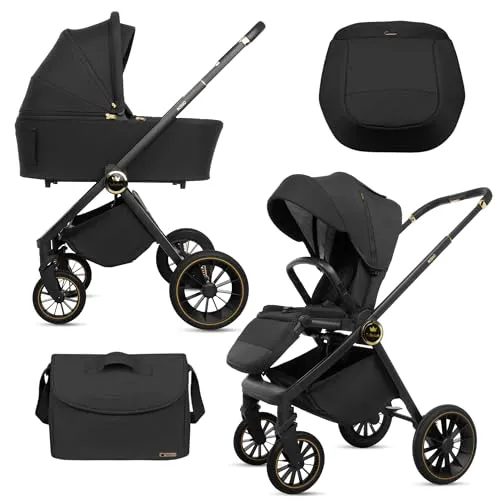 BabyLux® Kinderwagen 2in1 ROSSO – Faltbarer Kombikinderwagen mit Babywanne und Buggy