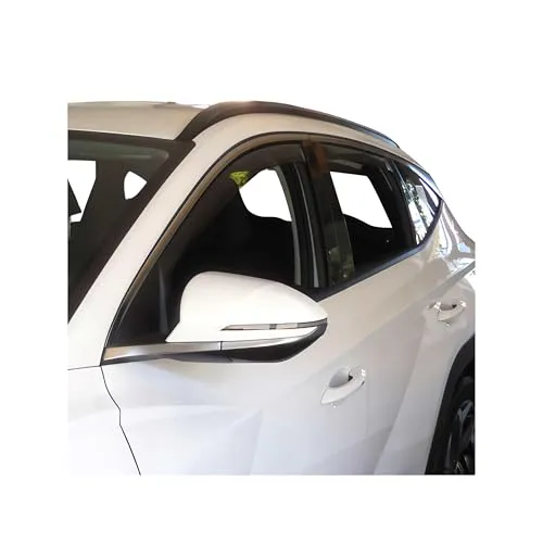 OMAC Windabweiser für Hyundai Tucson 2021-2025 – Dunkel Acryl 4tlg - Hochwertige Fensterabweiser aus witterungsbeständigem Acryl für Hyundai Tucson 2021-2025. Einfache Montage mit Clip-On-System für optimalen Schutz und Langlebigkeit im Alltag.