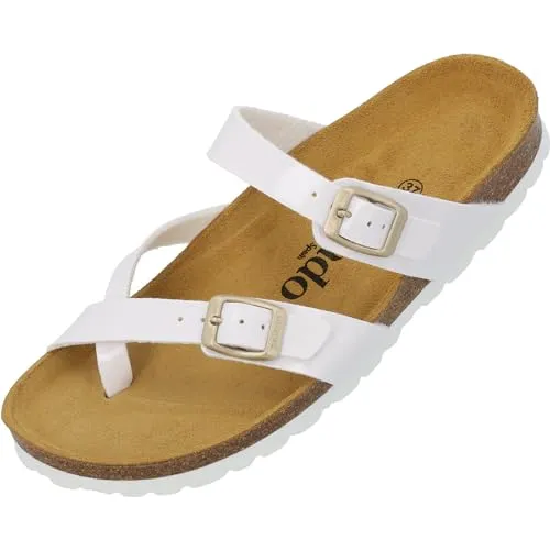 Palado Pantoletten Damen Cres Lack – Bequeme Sandalen aus Spanien - Wanderschuhe mit hochwertigem Veloursleder, dampfendem Kork-Fußbett und leichter EVA-Sohle für optimalen Tragekomfort – ideal für lange Sommertage.