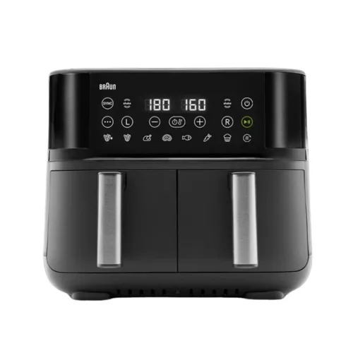 Braun Heißluftfritteuse TD3030I BK TwinCook 3 - Küchenmaschine mit TwinCook-Technologie für fettfreies Frittieren, Kochen und Backen. Ideal für gesunde Mahlzeiten mit bis zu 80% weniger Fett.