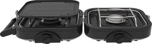 KaminX Klappbarer Gaskocher – 2-flammig mit Grillplatte