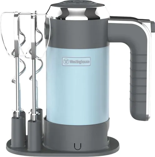 Westinghouse Retro Handmixer 350 Watt - Handmixer im Retro-Stil mit 5 Geschwindigkeitsstufen und Turbo-Funktion. Inklusive LCD-Anzeige und Timer für präzises Mixen. Leicht zu reinigen dank abnehmbarer Rührbesen und Knethaken.