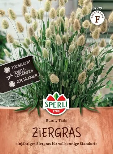 Sperli Ziergrassamen Bunny Tails 87579 - Einjähriges Ziergras für Gartenpflanzen, ideal als Schnitt- und Trockenblume, kompakt wachsend, einfach zu säen, lange Blütezeit