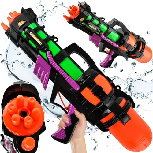 KRUZZEL Wasserpistole für Kinder und Erwachsene mit großer Reichweite bis 6 Meter 1,25 Liter Tank Water Gun Strandspielzeug Outdoor 23425