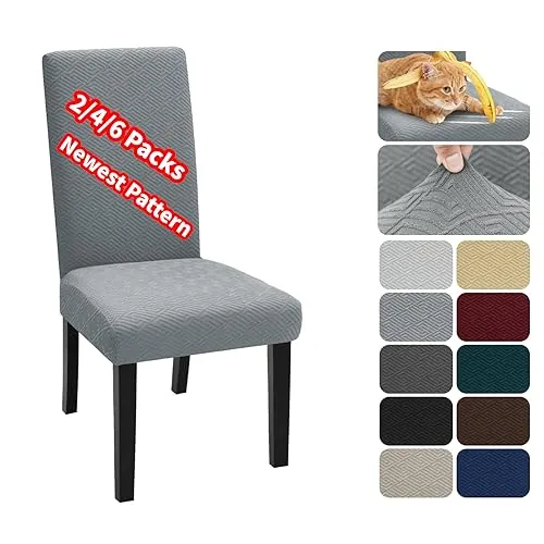 XINEAGE Stuhlhussen 6er Set, Stretch Stuhlhussen für Esszimmerstühle, Universale Stuhlhussen Waschbar Abnehmba für Hotel, Zeremonie, Bankett, Restaurant, Zuhause (Hellgrau)