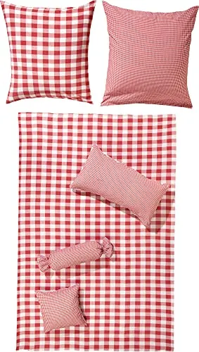 Erwin Müller Wendebettwäsche Seersucker, Karo rot-weiß, 2-teilig - Bettwäsche-Set aus 100% Baumwolle, pflegeleicht und hautfreundlich, mit modernem Karodesign für ein gemütliches Schlafzimmer.