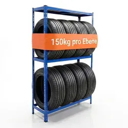 relaxdays Schwerlastregal Reifenregal 8 Reifen, blau - Ideal für die platzsparende Reifenlagerung in Garage oder Werkstatt. Das robuste Regal bietet individuelle Ablagehöhen und einen einfachen Aufbau ohne Schrauben. Langlebig und praktisch mit Bodenschonern.
