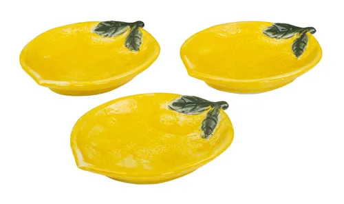 Levandeo® Dekoteller, 3er Set Teller Zitrone Keramik 16cm Sommer Obst Dekoschale Tischdeko