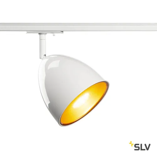 SLV 1~ PARA CONE 14 QPAR51 Leuchte weiß/gold - Moderne 1 Phasen System Leuchte mit konischem Reflektor für warmes Licht, flexibel positionierbar und einfach austauschbares QPAR51 Leuchtmittel. Ideal für individuelle Lichtgestaltungen.