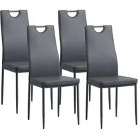 ALBATROS Esszimmerstühle 4er Set Salerno, Grau - Edles italienisches Design mit robustem Kunstlederbezug und bequemer Polsterung - perfekt für Esszimmer, Küche oder Wohnzimmer.