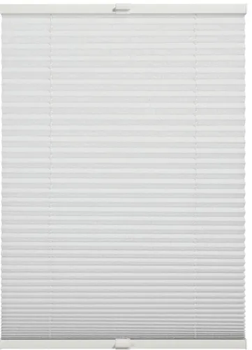 Schöner Wohnen Plissee Milla 100 cm x 130 cm Weiß - Plissee für Fenster, idealer Sonnenschutz mit stufenloser Bedienung und eleganter Crush-Optik, sorgt für Licht und Privatsphäre im Wohnzimmer.