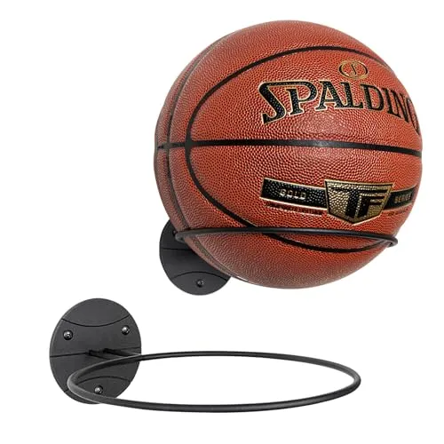 PUERSI Ball Halterung Wand Ballhalter Basketballhalter Wandhalterung 2er-set, Wandmontage Wandhalter für Basketball Fußball Volleyball, Metall Schwarz