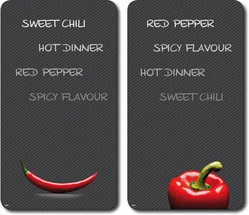 KESPER® Schneide- und Abdeckplatte Paprika und Chili, ESG-Sicherheitsglas, (Set, 2 tlg), praktisch unzerbrechlich mit Schiefer-Dekor