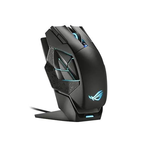 ASUS ROG Spatha X Wireless Gaming Mouse (Magnetischer Ladeständer, 12 programmierbare Tasten, 19.000 DPI, Push-Fit Hot Swap Switch Steckdosen, ROG Micro Switches, ROG Paracord und Aura RGB Lighting)