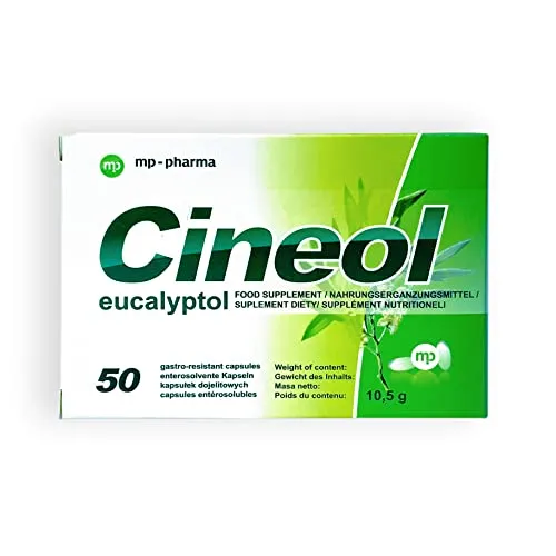 Cineol eucalyptol Kapseln - 100% natürlich - Medikamente bei Erkältung, wirken entzündungshemmend und befreien die Atemwege für eine erleichterte Atmung.