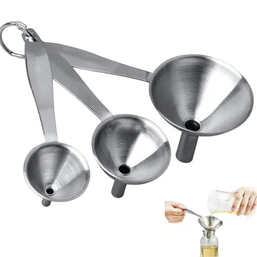 TSKDKIT 3-teiliges Edelstahl-Küchentrichter-Set für Pulver, Öl, Flüssigkeit usw., Mini-Trichter aus Metall, Gewürztrichter zum Befüllen kleiner Flaschen
