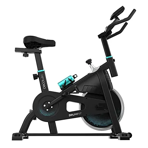 Cecotec Indoor-Fahrrad mit 10 kg Schwungrad DrumFit Indoor 10000 Teseo. Manueller Widerstand, LCD-Monitor, Gerätehalter, integrierter Pulsmesser, Flaschenhalter und Flaschenhalter