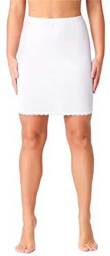 Bellivalini Damen Unterrock mit Spitze Petticoat für Rock BLV50-257 (Weiß, L)