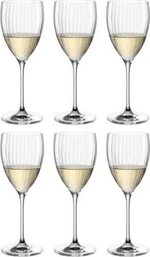 Leonardo Poesia Rieslingglas 6er Set - Weingläser aus robustem TeQton-Glas, spülmaschinengeeignet und ideal für stilvolle Genussmomente, Höhe 22 cm, 350 ml, mit faszinierenden Innenreliefs für besondere Lichtspiele.
