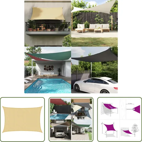 The Living Store Sonnensegel Sandfarbe 3,5x2,5 m aus 100% Polyester Oxford