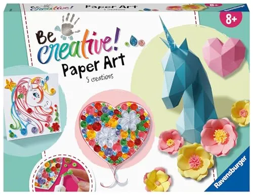 Ravensburger BeCreative Paper Art - DIY Bastelset für Kinder ab 8 Jahren, fördert Kreativität und Geschicklichkeit mit 9 einzigartigen Deko-Objekten