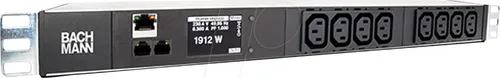 Bachmann Steckdosenleiste 329.3010 PDU - Steckdosenleiste mit 8 Kaltgerätesteckdosen und 2x RJ-45, ideal für 19