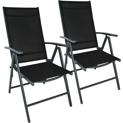 Gartenstuhl Aluminium Hochlehner Alu klappbar verstellbar 2 Stück Anthrazit