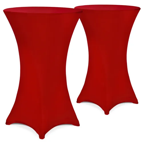 DeubaXXL DE Stehtischhusse 2er-Set Bordeaux Ø80cm - Tischhussen für Rund- und Bistrotische, elegant und pflegeleicht, ideal für Feste wie Hochzeiten und Grillpartys, nahezu faltenfrei und waschbar bis 30°C.