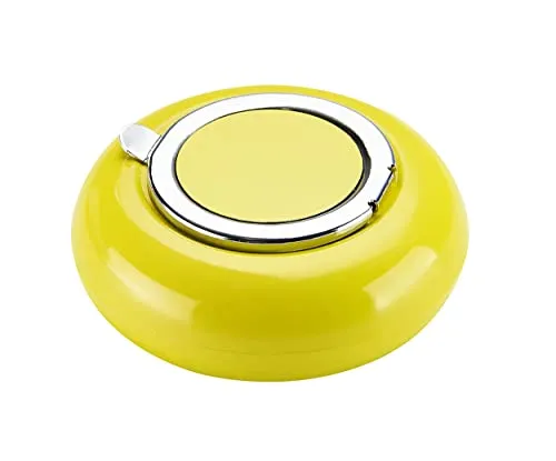 CHAMP Taschen ASCHENBECHER Ø6,2cm mit Deckel aus Metall rund Mini Taschenaschenbecher Reiseaschenbecher Reise Outdoor 4-Varianten 24 (Gelb)