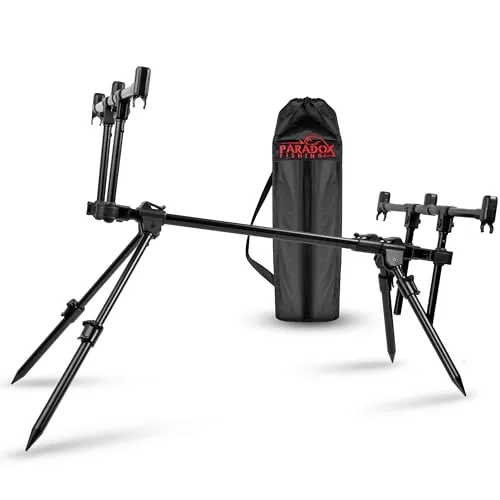 Paradox Fishing Rod Pod 3 Ruten – flexibler Rutenhalter für Karpfenangeln - Rutenhalter, flexibel verstellbar mit integrierter Wasserwaage für perfekte Ausrichtung. Leicht transportierbar und wetterbeständig aus rostfreiem Aluminium.