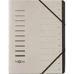 Pagna Ordnungsmappe 40059-21, A4, aus Karton, hellgrau, 12 Fächer