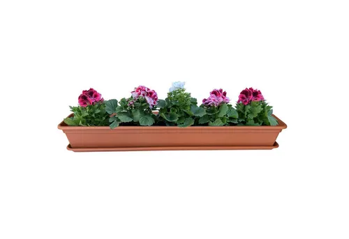 BURI Blumenkasten Blumenkasten 100cm Balkonkasten Pflanzkasten Terracotta Matte & Schale