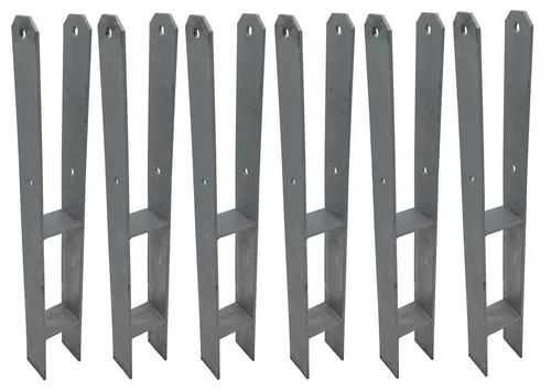 BURI Pfostenträger 6 Stück H-Anker feuerverzinkt - Pfostenträger für stabile Zaunanlagen, ideal für Sichtschutzzäune und Carports. Mit einer Wandstärke von 5 mm und feuerverzinktem Material bieten sie hohe Langlebigkeit und Sicherheit.