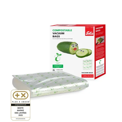 SOLIS OF SWITZERLAND Vakuumierbeutel ECO SO167 - 50 umweltfreundliche Beutel, biologisch abbaubar und ideal für Sous Vide und Gefrierschrank
