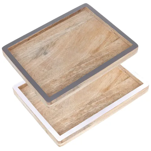 2x Tablett aus Mangoholz - Deko-Brett als Schlüsselschale