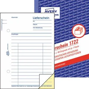 Avery Zweckform 1722 Lieferscheinbuch A6 2x40Blatt