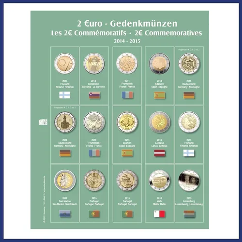 Premium Münzblatt 2 Euro der Jahre 2014-2015 Blatt 13 für Album 7341