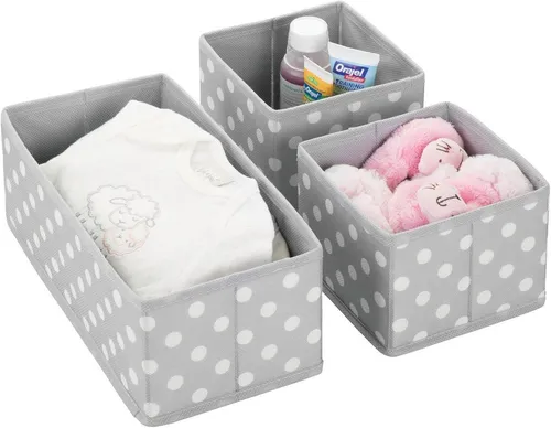 mDesign Aufbewahrungssystem Aufbewahrungsbox Stoffkisten Organizer mDesign 3er Set hellgrau/weiß