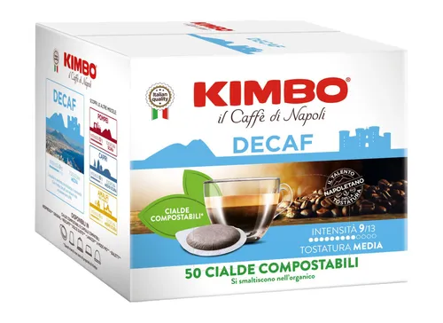 KAFFEE KIMBO DECAFFEINATO - ENTKOFFEINIERT - Box 50 PADS ESE44 7.3g