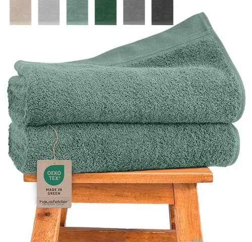 Hausfelder Handtücher Premium Duschtuch 2er Set (Hellgrün, 2 Duschtücher 70x140 cm), (Set, 2-St), 100% Baumwolle, weich, saugfähig, Uni-Farben