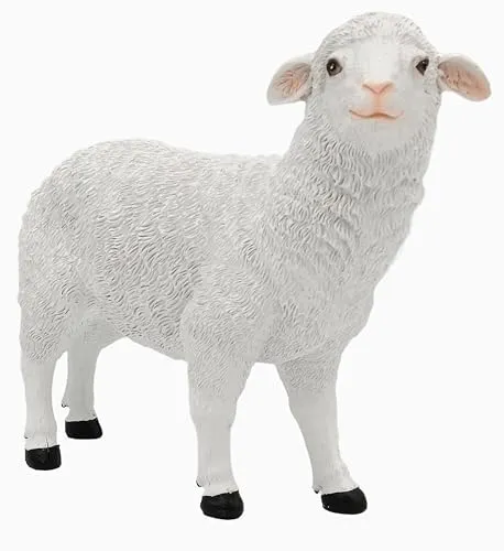 Wetterfeste Gartenfigur Schaf Lamm in weiß von Geschenkestadl