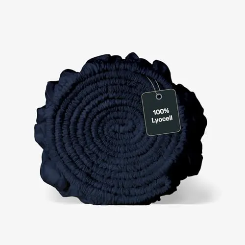 twenty:three Lyocell Spannbettlaken 160x200 Midnight Blue - 100% Tencel - Gewonnen aus Eukalyptus - Hochwertig - Nachhaltig - Atmungsaktiv - Luxus - Hypoallergen