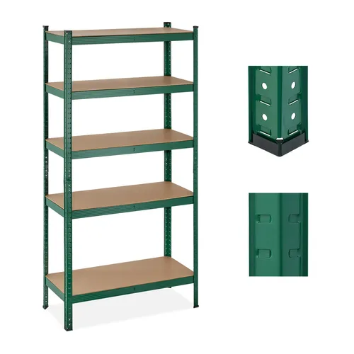 Schwerlastregal Steckregal 5 Böden 875 kg - Dunkelgrün - Robustes Schwerlastregal mit 5 Böden für optimale Lagerung. Ideal für Werkstatt und Garage, max. Tragkraft 875 kg. Maße: 90 cm x 40 cm x 180 cm, aus hochwertigem Stahl.
