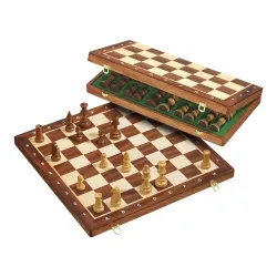 Philos-Spiele De Luxe Schachkassette - Elegantes Design - Schachspiel mit Staunton-Figuren aus gewichtetem Schima-Holz, edler Pappelkassette mit Intarsien, ideal für anspruchsvolle Spieler und Liebhaber.