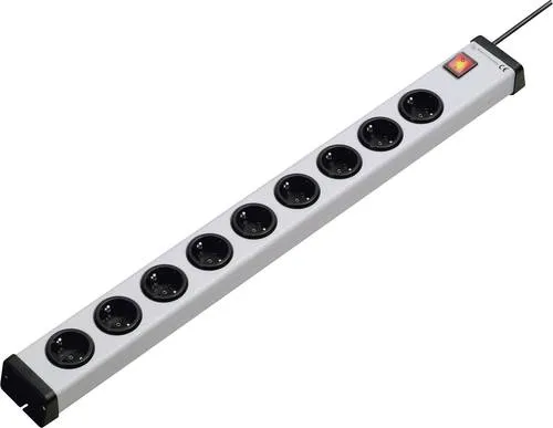 Ehmann Steckdosenleiste 9-fach mit Schalter - Steckdosen & Zubehör, robuste Kunststoffprofil mit 90° angeordneten Steckdosen für flexiblen Einsatz in jedem Raum.