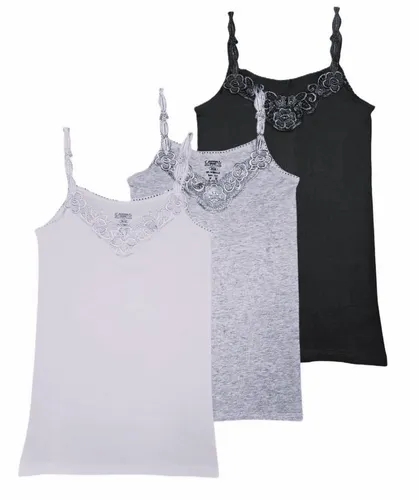 Toker Collection® Achseltop Damen Unterhemd mit elastischen Trägern im 3er Pack (Spar Packung, 3er Pack) aus reiner Baumwolle