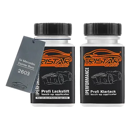 TRISTARcolor Autolack Lackstift Set für Mercedes/Daimler Benz 2603 Orange Unimog Trucks Basislack Klarlack je 50ml